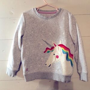 Joules Mackenzie Greyhorse unicorn star gray sweatshirt girls sz 6 Like New